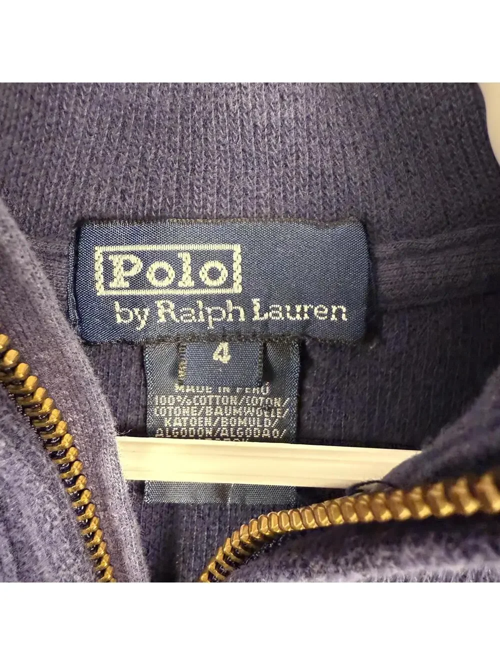 Polo Ralph Lauren Boy’s 1/4 Zip Pullover Navy Blue Red Embroidered Size 4 743